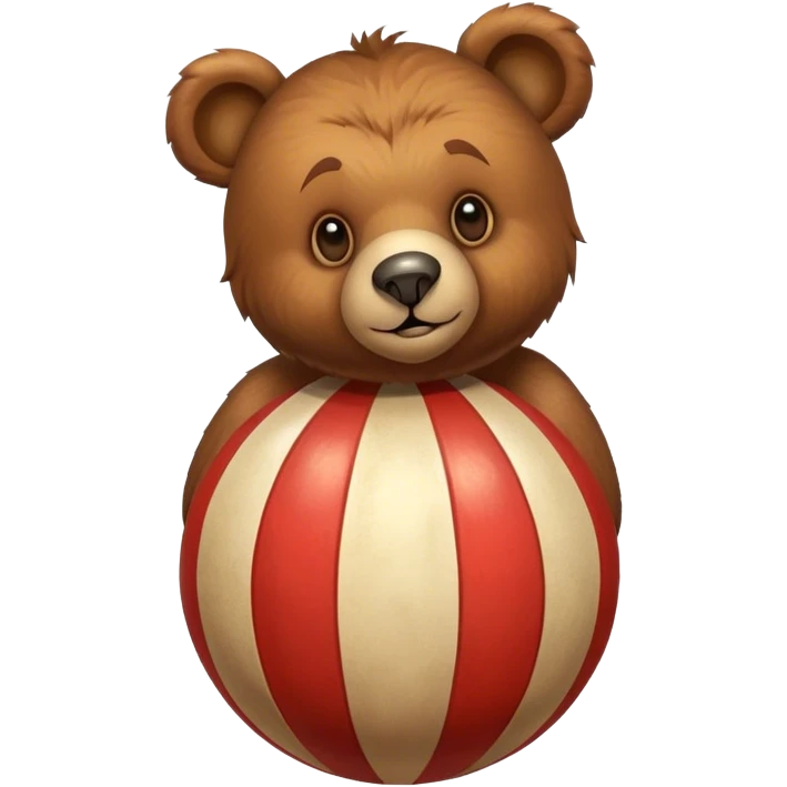 Vintage circus bear on striped ball emoji