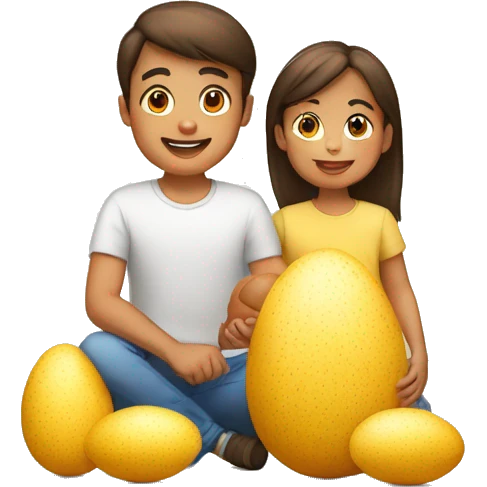 familia niño con huevo pascua emoji