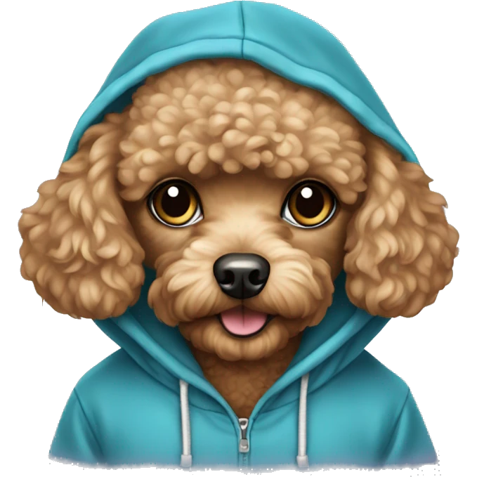 Toy poodle wearing a hoodie emoji