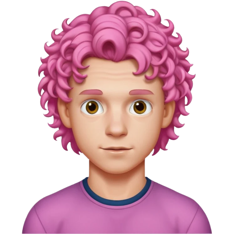 tom holland with pink curly hair emoji