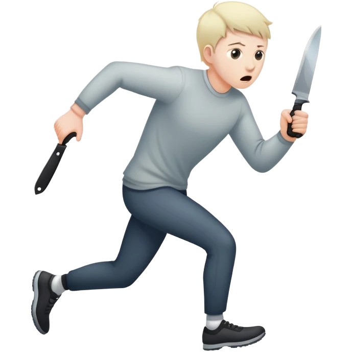 Frightened person sprinting away from a shadow with a knife emoji