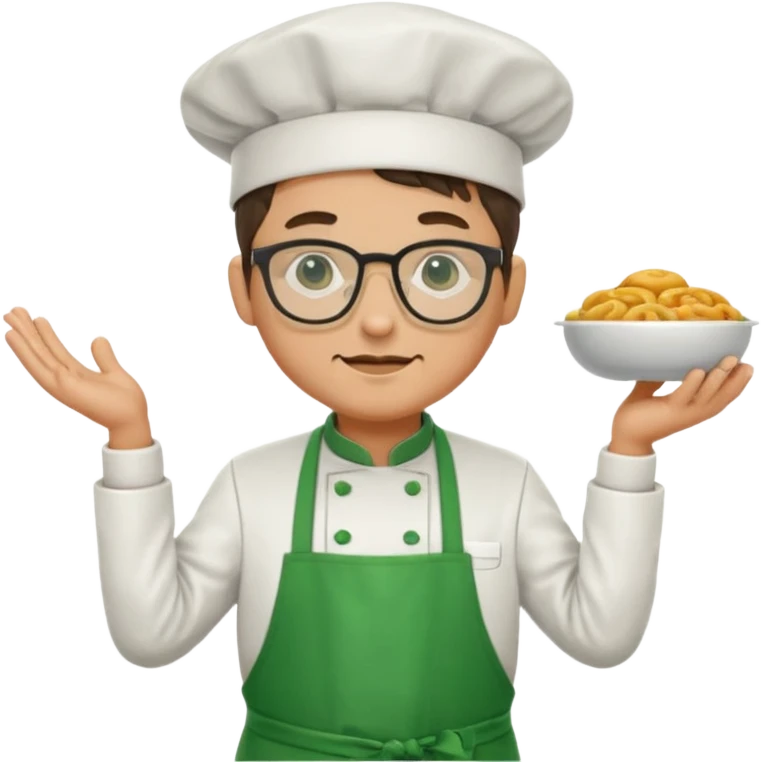 chef with green apron, wearing glasses emoji