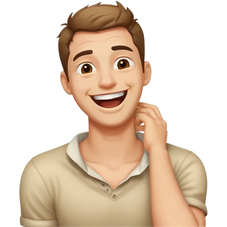 a guy holding his neck, laughing, crazy look  emoji