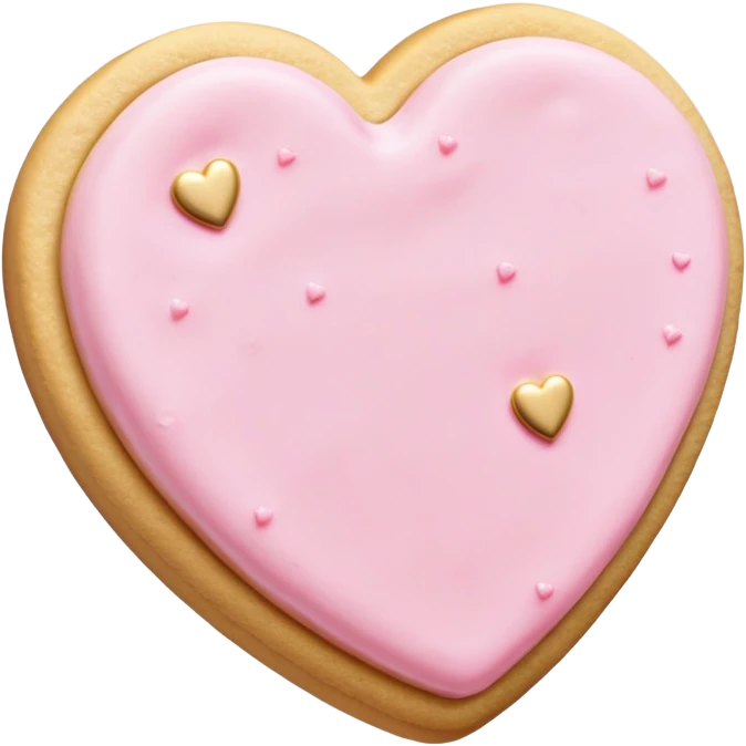 pink buttercream sugar cookie with gold heart sprinkles  emoji