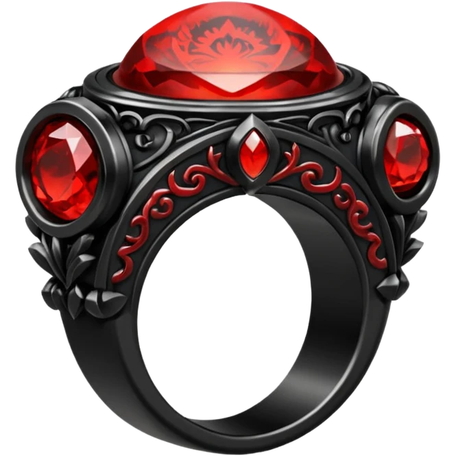 iOS sticker, dark fantasy ring, black metal, red inner glow, minimal emoji