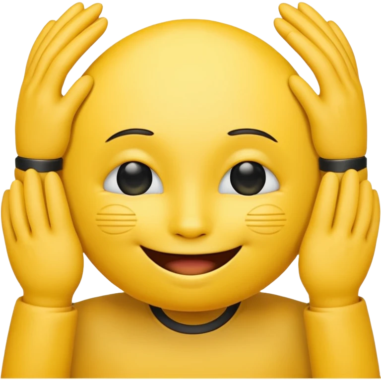 yellow emoticon with hands covering the eyes shieled from slight emoji