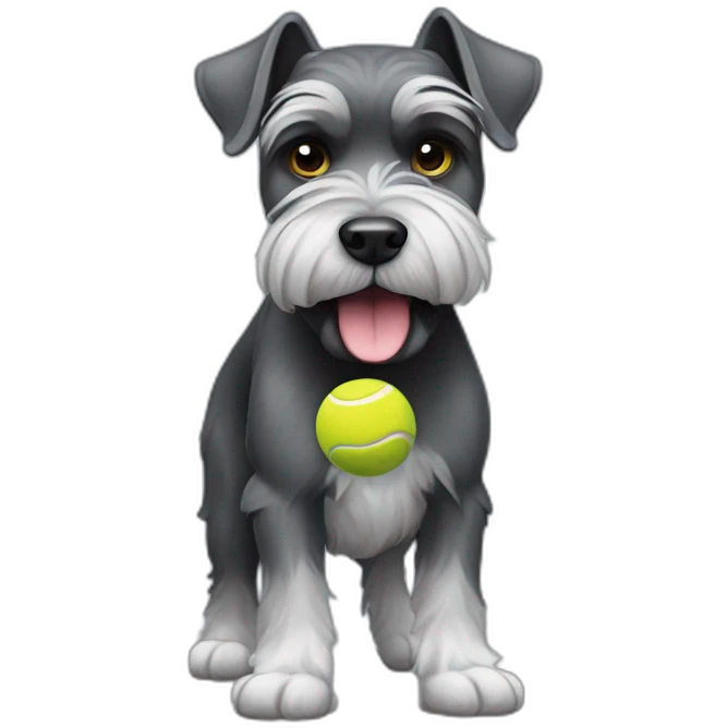 Full body schnauzer tennis ball in mouth emoji