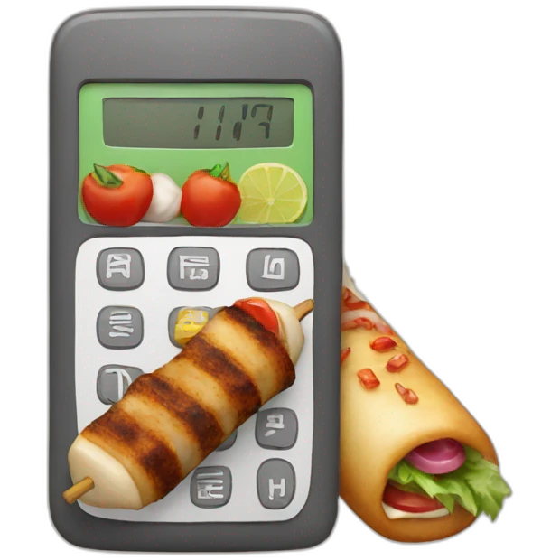 kebab and calculator emoji