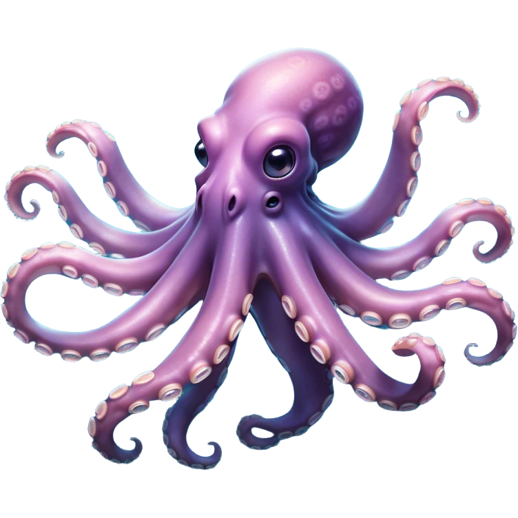 Cinematic Noble Octopus Portrait Emoji, Poised and enigmatic, with a fluid, amorphous body of iridescent, softly tinted skin and eight gracefully undulating arms adorned with delicate suckers, deep, observant eyes reflecting the mysteries of the deep, Simplified yet sharp and sophisticated features, highly detailed, glowing with a soft, oceanic luminescence, high shine, intelligent and mysterious, stylized with an air of deep-sea elegance, focused and fluid, soft glowing outline, capturing the essence of a watchful marine guardian that appears ready to drift out of the screen with effortless authority! emoji
