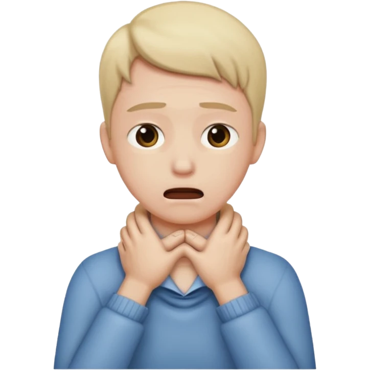 Someone chocking themselves  with their hands around their neck emoji