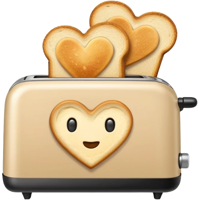 Light Beige heart toaster with toast  emoji
