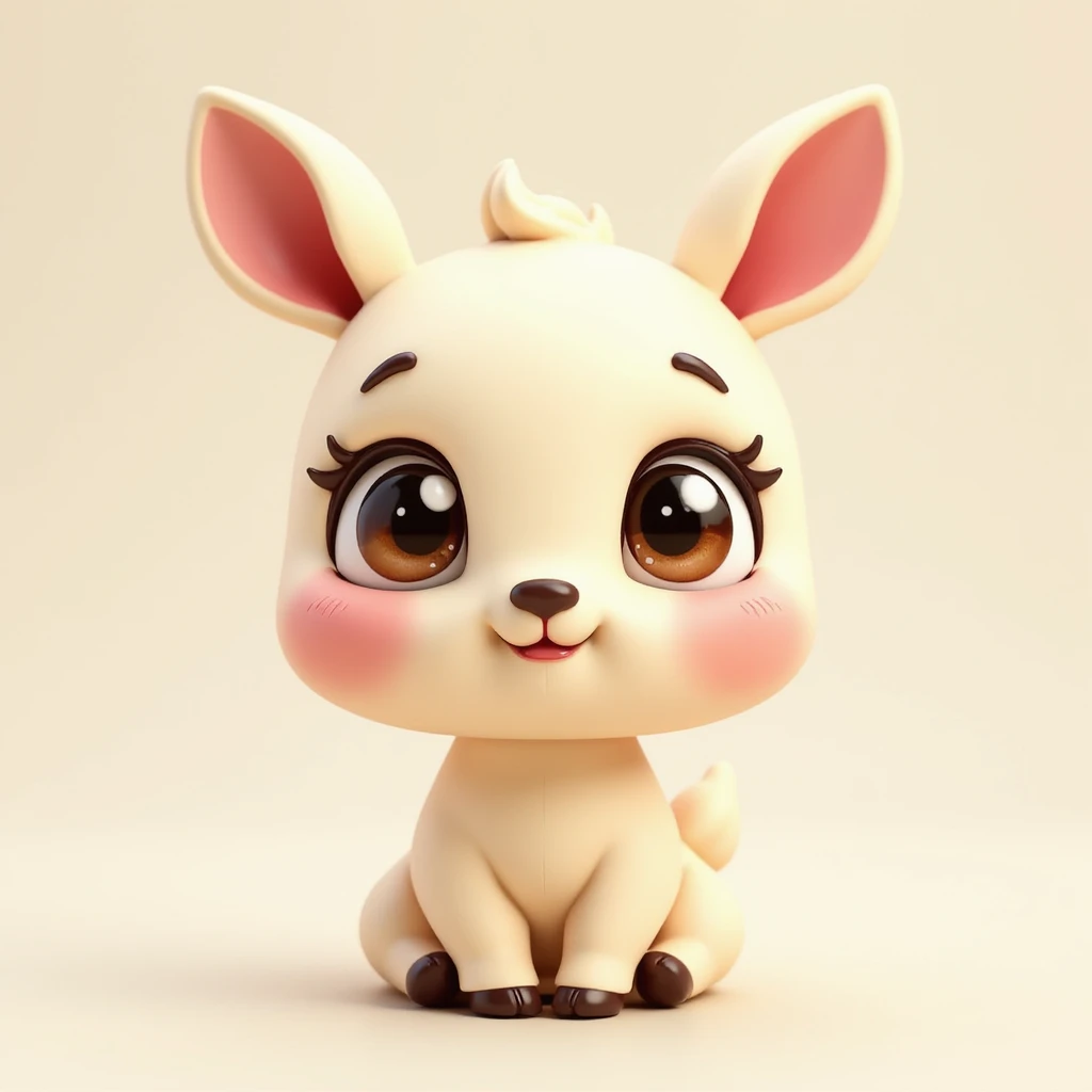 realistic vanilla emoji with expressive doe eyes, pink cheeks, transparent background emoji
