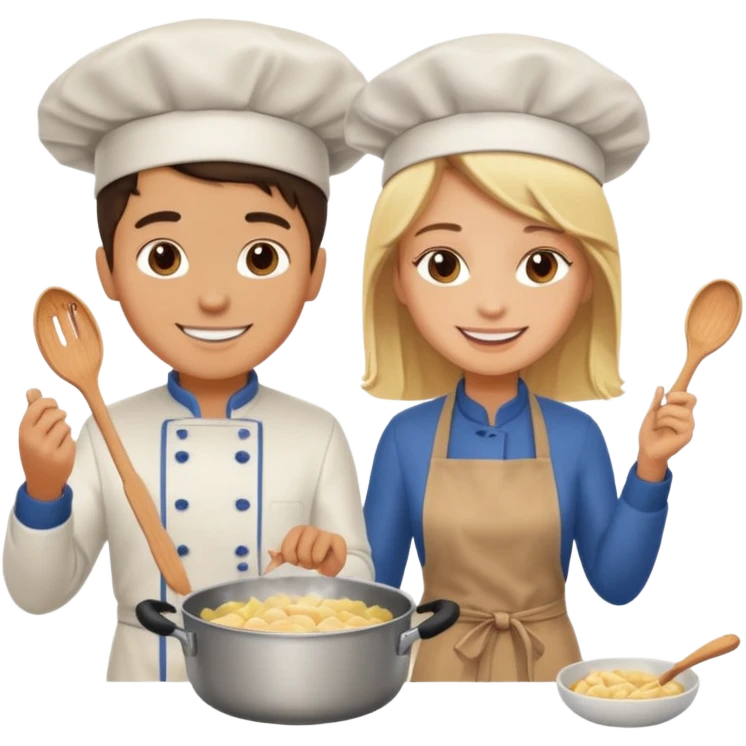 create a brunette boy and a blonde girl cooking emoji  emoji