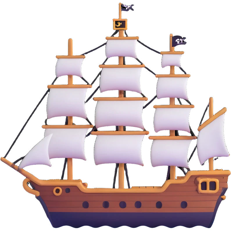pirate ship sailing on waves emoji