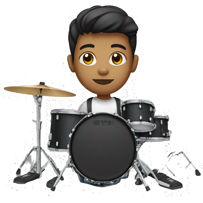 teenager with matte skin and short hair playing drums emoji