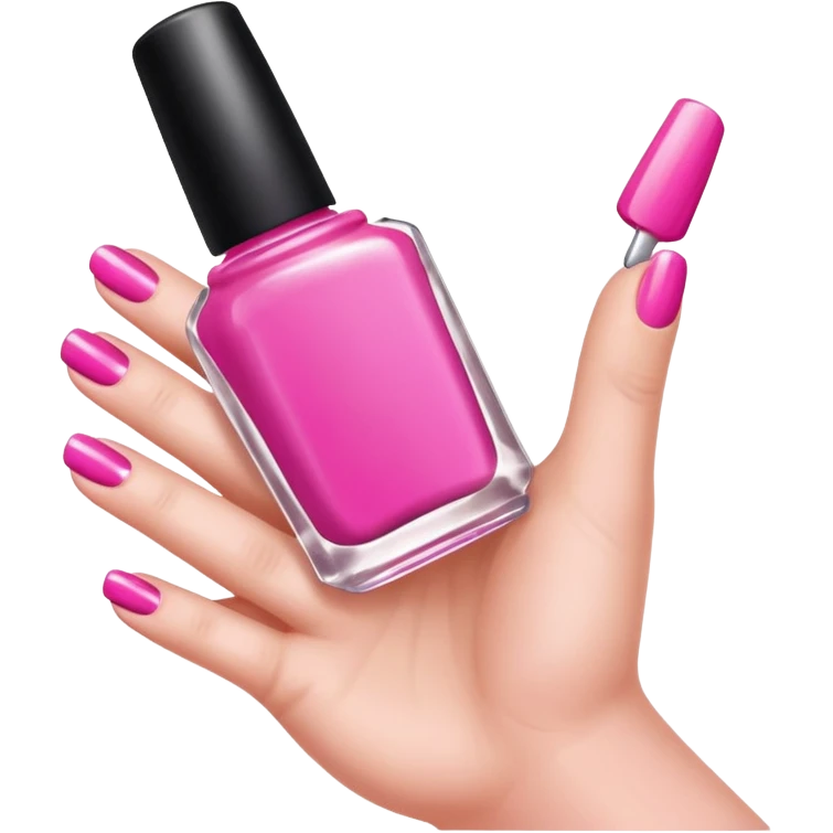 hand with painted nails and nail polish bottle emoji