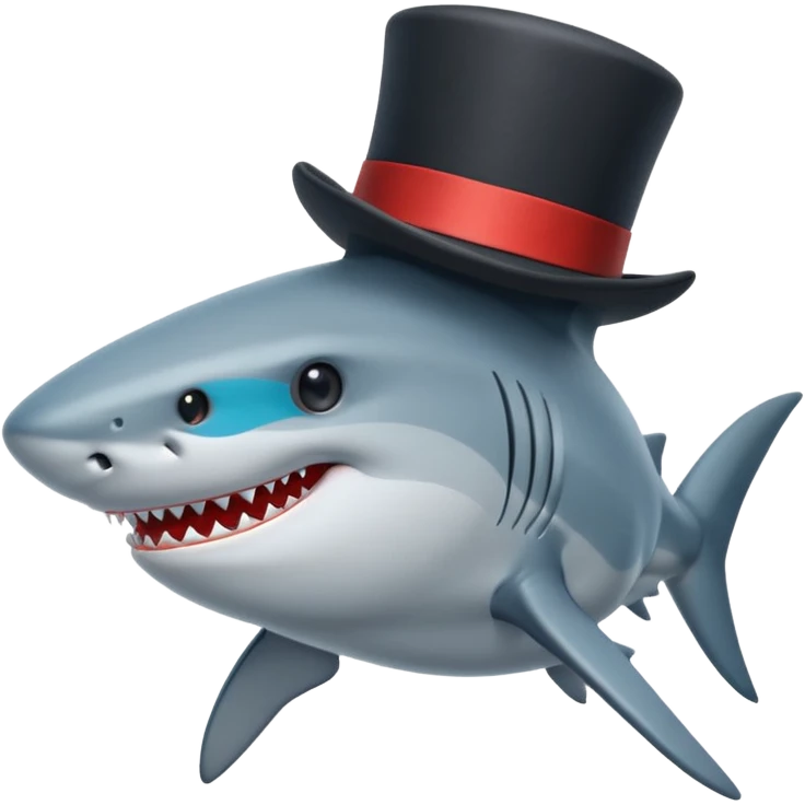Shark with a top hat emoji