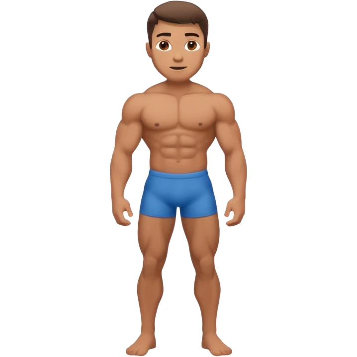Shirtless buff guy posing but his legs are very small emoji