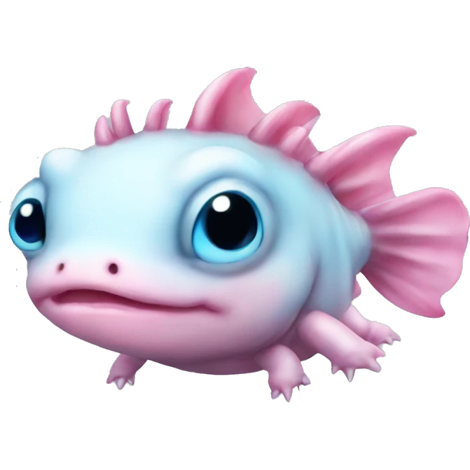 cute chibi pink axolotl with huge blue eyes emoji