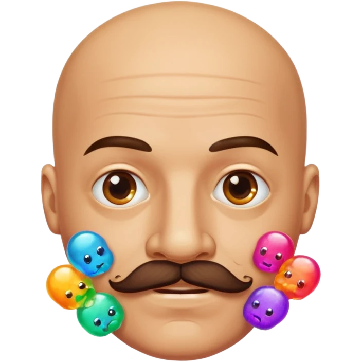 bald guy with a mustache made out of jellies emoji