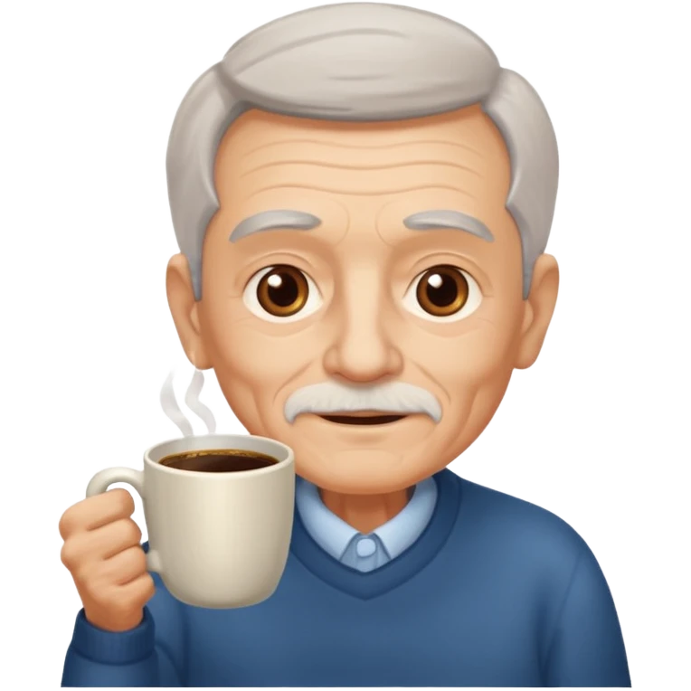 elderly with coffee men emoji