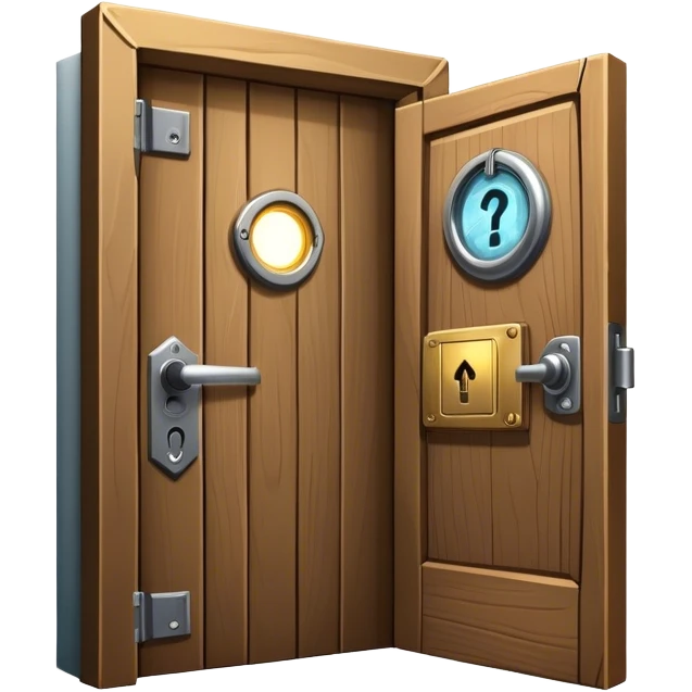 An icon representing an urban escape room adventure, with a locked door, mysterious clues, and a flashlight. Around the design, hidden symbols and a map guide the way through an indoor or city-based quest. A dynamic, immersive look, evoking thrill and the challenge emoji