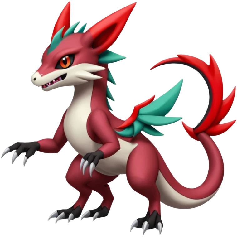 Colorful Cool Badass  Meloetta-Zangoose-Noivern-Salandit-Guilmon-Darkrai-Pokémon-Fakémon-fusion-hybrid-creature emoji