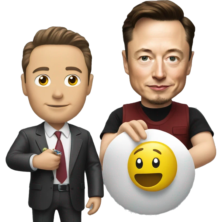 Elon musk holding a mini figure of Elon musk emoji