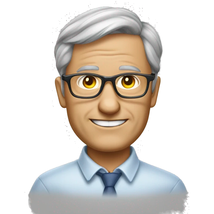A math teacher nicknamed Super, who drives an Opel Omega and knows nothing about math. Aroungd 50 years old with round face and glasses emoji