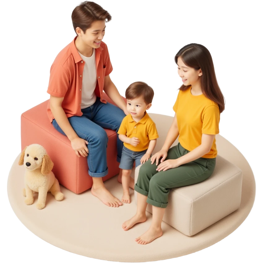 family of 3, dad, mom, child emoji
