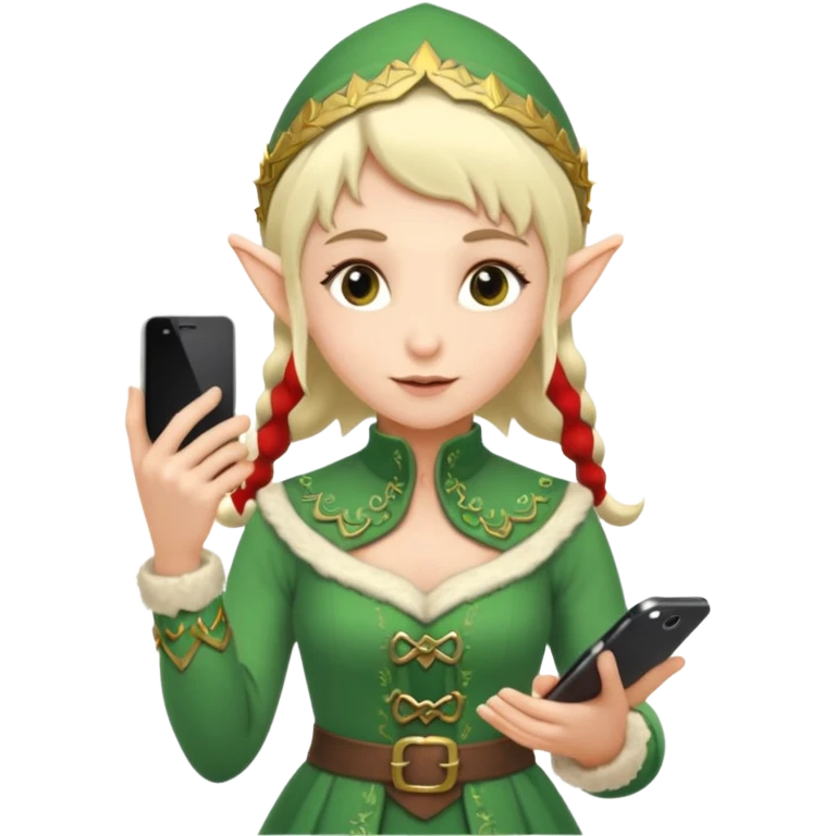 elf with russia custome dress and smartphone emoji