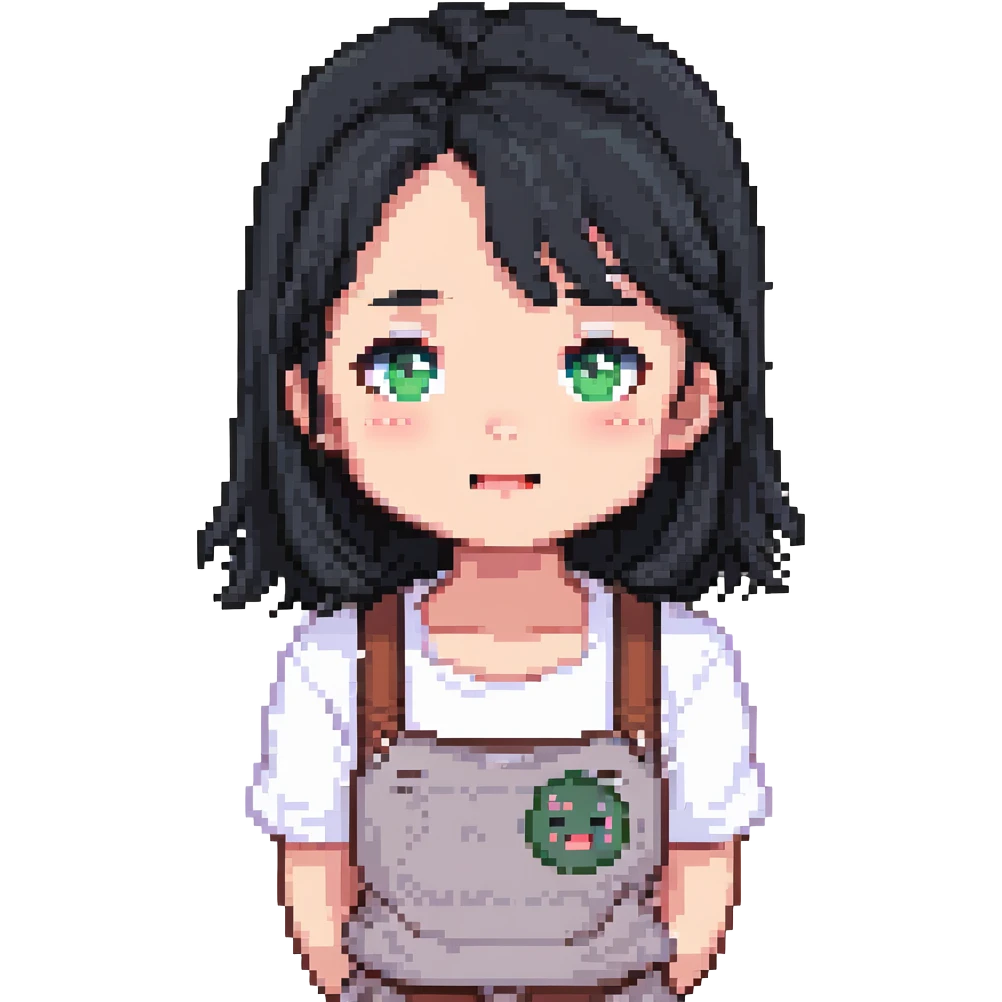 aesthetic girl with black hair, cute expression emoji