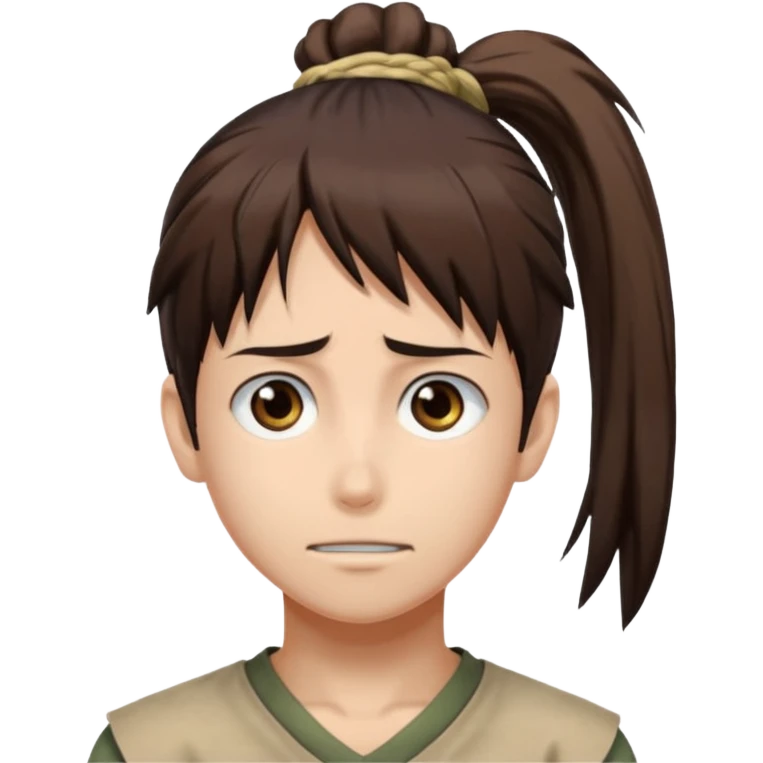 eren jeager with hair of pony tail emoji