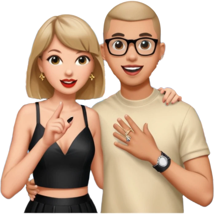 bad bunny, taylor swift singing together emoji