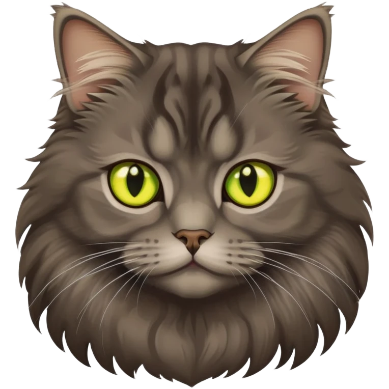 A dark brown Maine Coon cat and a Grey schottish fold cat emoji