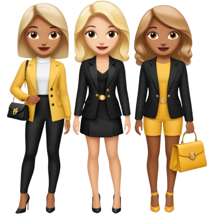 Glam girls in a group of 3 friends  emoji