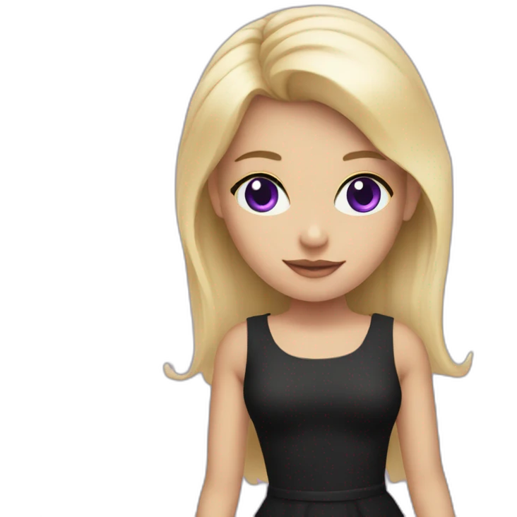 Blonde girl with violet eyes wearing a short black dress emoji