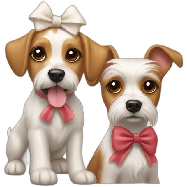 Maltese dog with bow on head and Zwergpinscher dog emoji