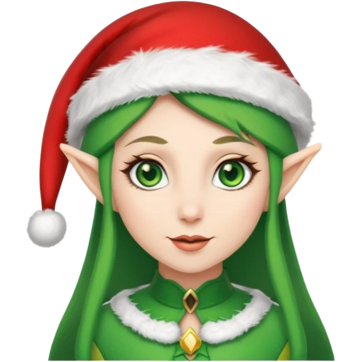 A female elf with santa hat emoji