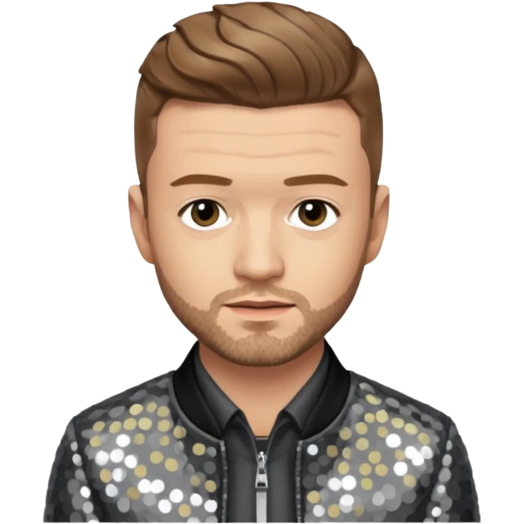 Justin Timberlake with gray sequin jacket, black shirt , light brown hair, light skin emoji
