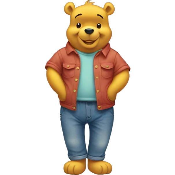 Winnie the pooh in blue shirt and jeans emoji