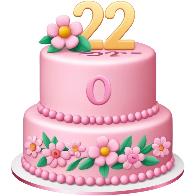 make a floral pastel(more pink) cake that is aesthetic with the number 2 and 0 on it emoji
