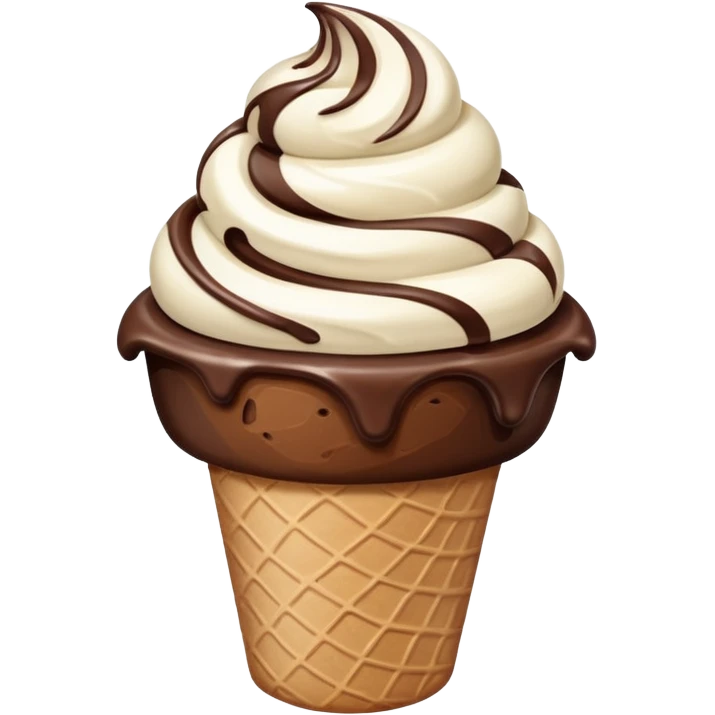 melted white and dark chocolate ice cream emoji