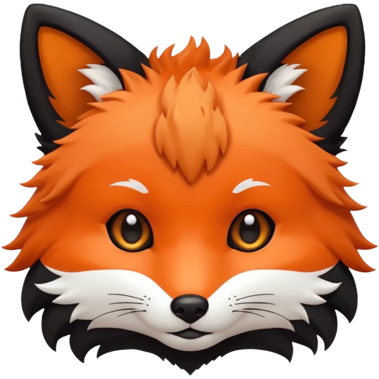 une tête de renard trop kawaii avec des poils noirs à la place des poils blancs emoji