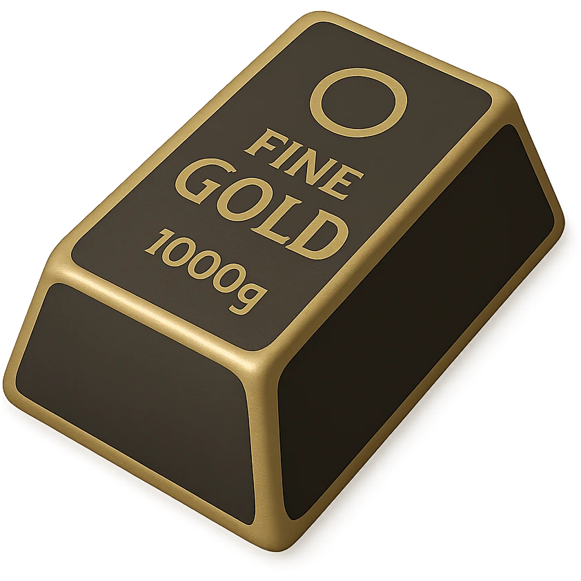 a gold bar in 3D black style emoji