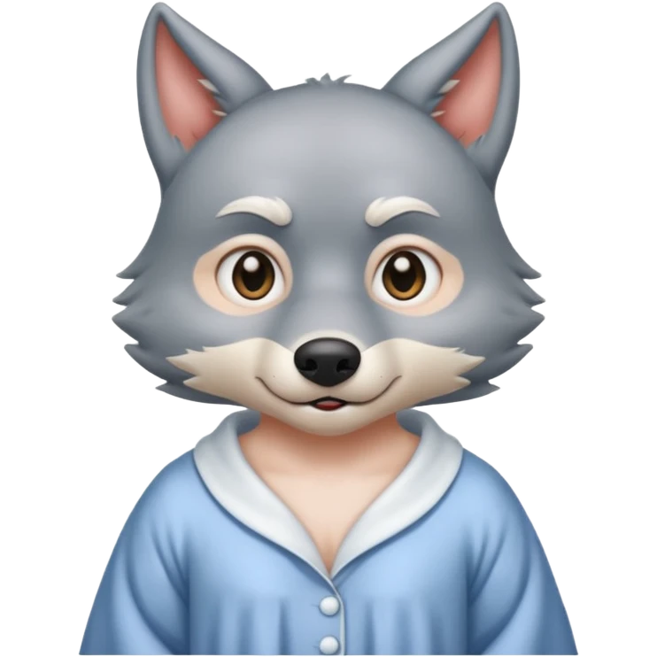 The big bad wolf put on Grandma's clothes and disguised itself as a human. emoji