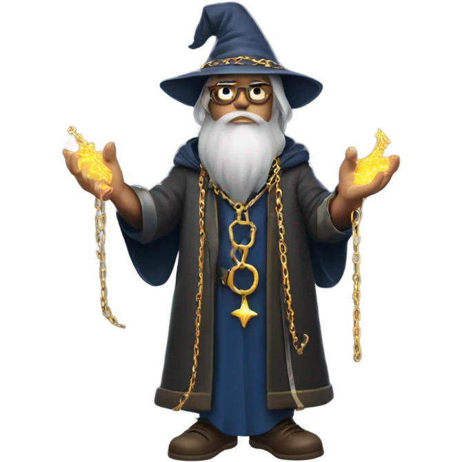 Cool wizard guy wearing chains emoji