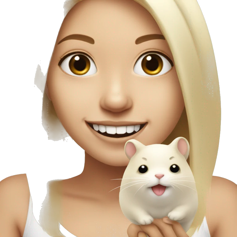 white blonde girl with big teeth and hamster cheeks emoji