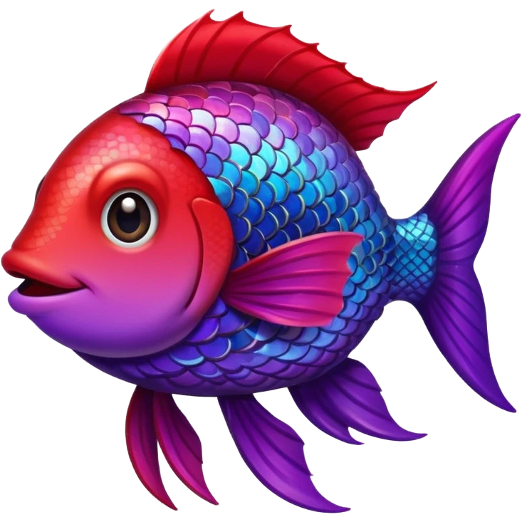 color gradient between red and purple glitter cute happy fish emoji