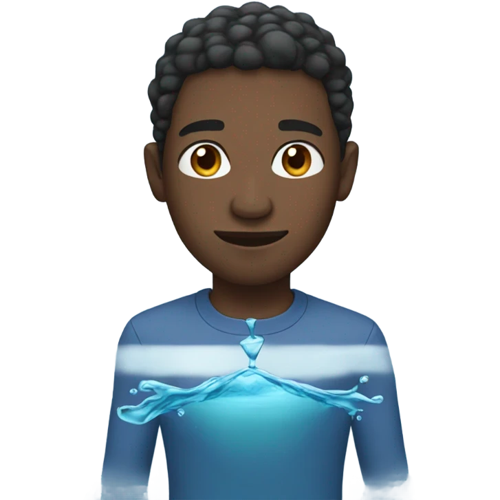 Black man with water emoji